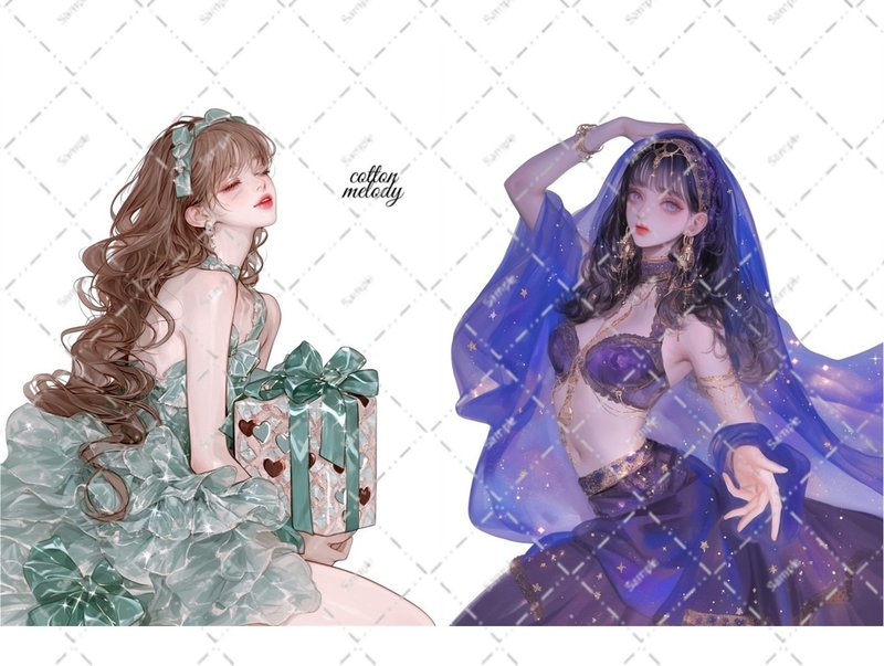 original sticker no.6333 人物ステッカー オリジナルステッカー 人物ステッカー 女の子ステッカー オリジナル人物ステッカー - 貼紙 - 紙 
