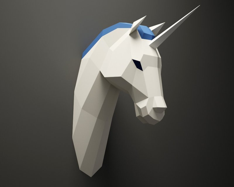 DIY Unicorn Head, licorne Paper Animal trophy, 3D Paper model, DIGITAL TEMPLATE - 手工藝教學/工具書 - 其他材質 