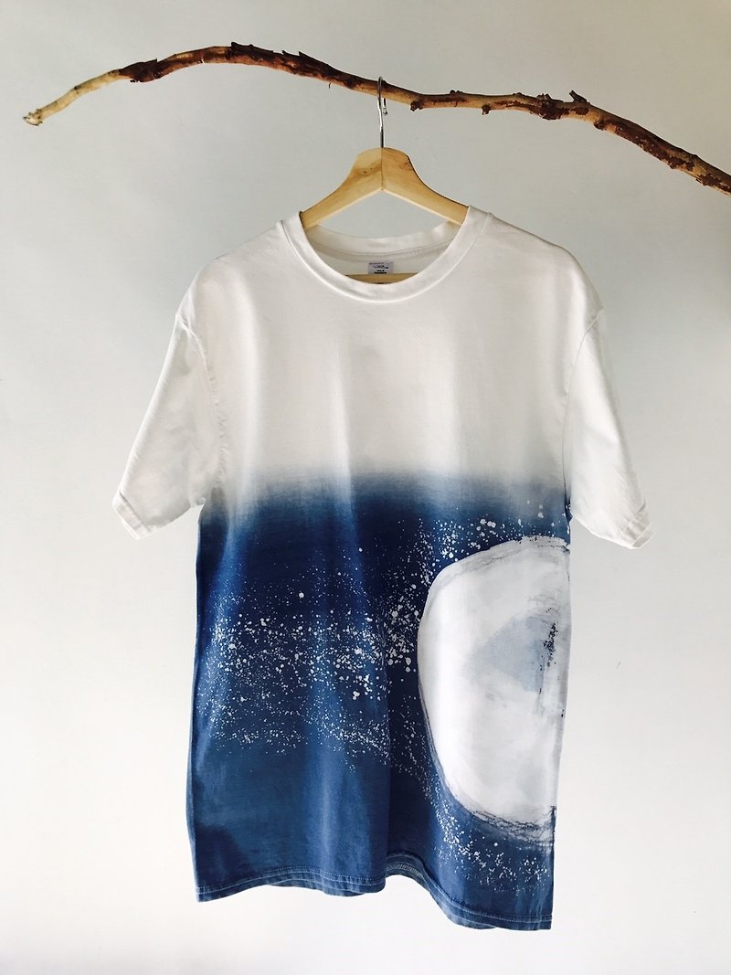 Free dyeing isvara handmade blue dyed universe series four-dimensional star cotton T-shirt - Unisex Hoodies & T-Shirts - Cotton & Hemp Blue