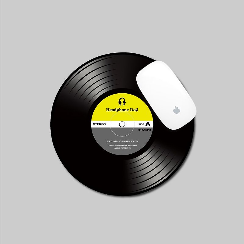 DJ黑膠唱片刷碟 薄型滑鼠墊 - 滑鼠墊 - 矽膠 黑色
