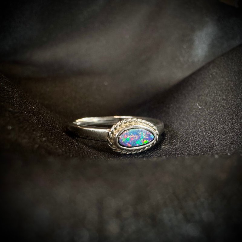 斑斕。澳大利亞歐泊 澳歐 歐泊 Opal 戒指 Opal silver ring - 戒指 - 半寶石 多色