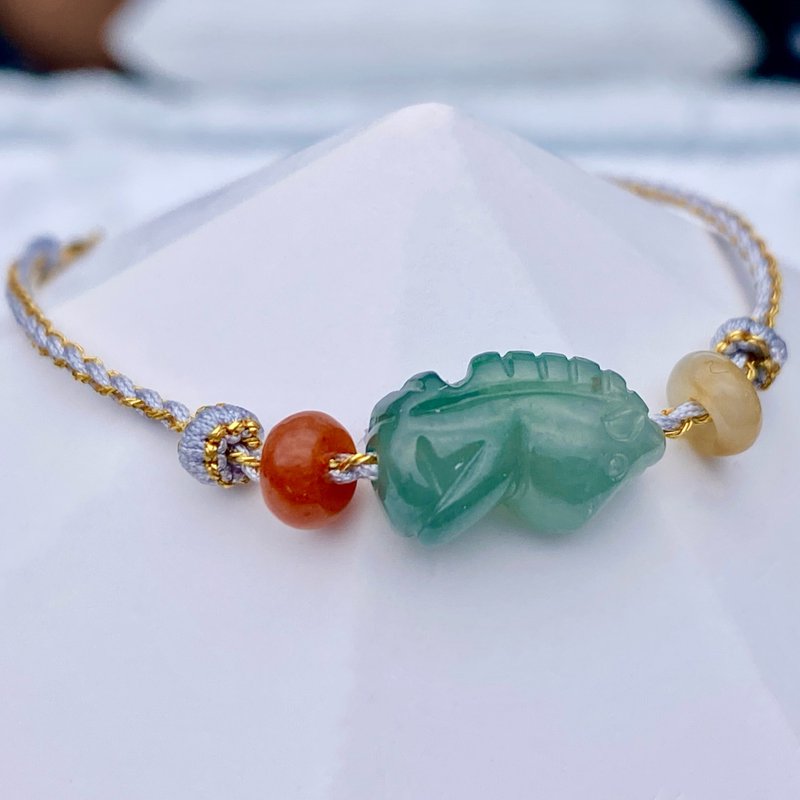 The Blessings - Braided bracelet with Jadeite - สร้อยข้อมือ - เครื่องเพชรพลอย 