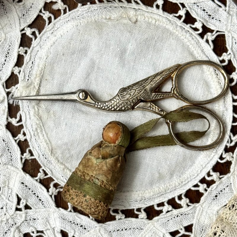 * 50809-罕見歐洲百年鸛鳥造型縫紉剪刀 - 其他 - 其他金屬 