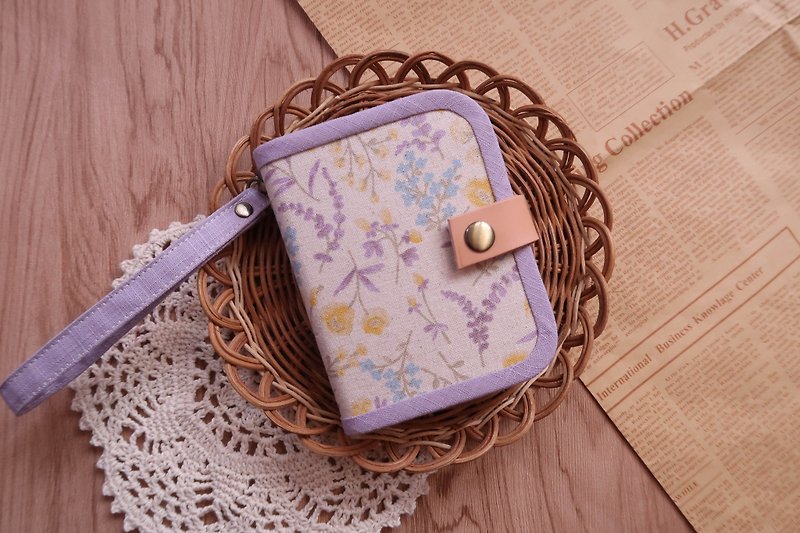 Short clip wallet | Purple Garden | - Wallets - Cotton & Hemp Purple