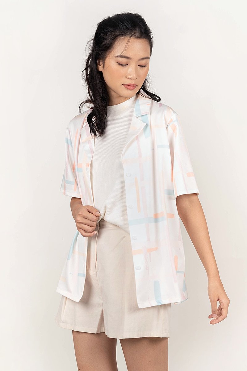 Lattice Relaxed Shirt - Women's Shirts - Polyester Multicolor