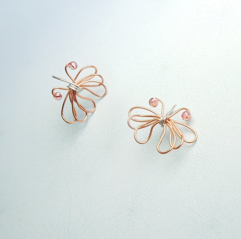 Butterfly (ear pin / ear clip / three color optional) - ต่างหู - โลหะ สีทอง