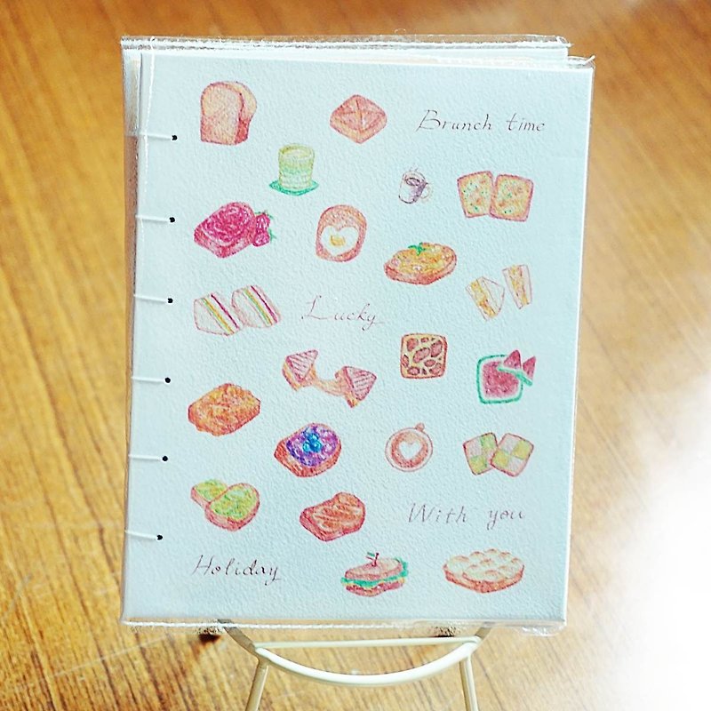 [Hand stitch notebook] - toast cooking leisure time-A6 - สมุดบันทึก/สมุดปฏิทิน - กระดาษ สีส้ม