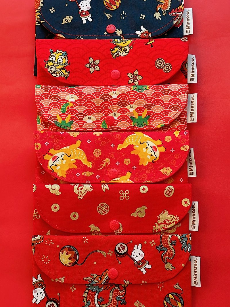 New Year Dragon Year Limited Red Envelope Bag - กระเป๋าสตางค์ - ผ้าฝ้าย/ผ้าลินิน สีแดง