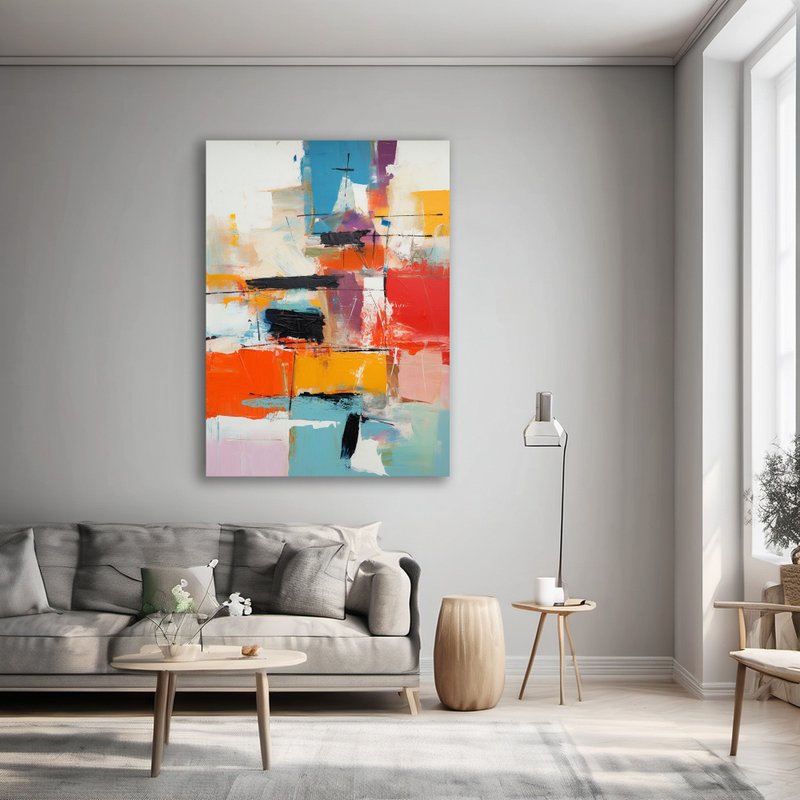 Wall decoration abstract painting - unframed painting | Decorative painting | Oil painting | Hanging painting | Interior design | B&B | - โปสเตอร์ - วัสดุอื่นๆ หลากหลายสี