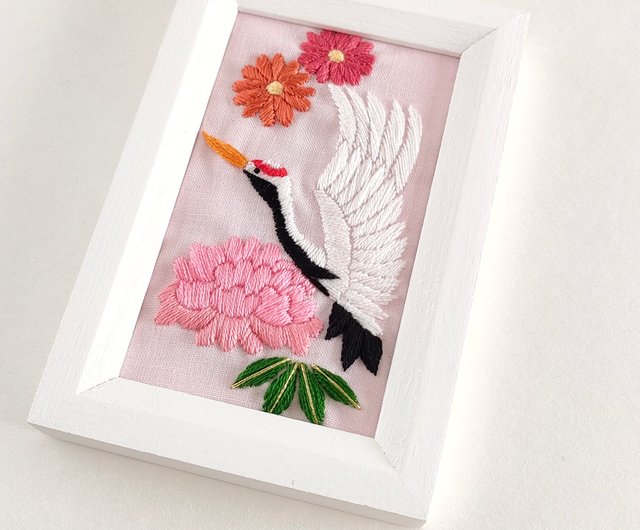 梅と鶯 刺繍額(ナチュラル） ギフト 梅 プレゼント 春の贈り物