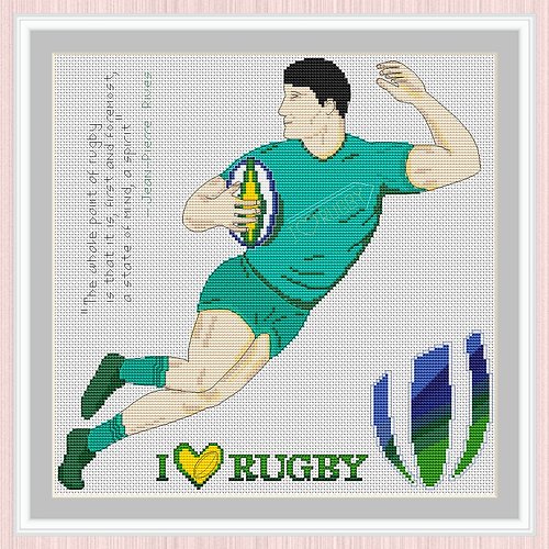 LarisaStitch Cross stitch pattern Rugby | Electronic Cross Stitch Files Rugby Player |