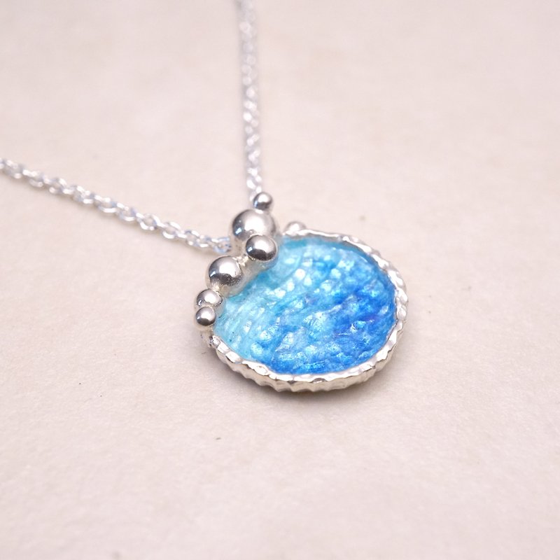 Ocean Series-Blue Enamel Silver Clavicle Necklace - Necklaces - Sterling Silver Silver