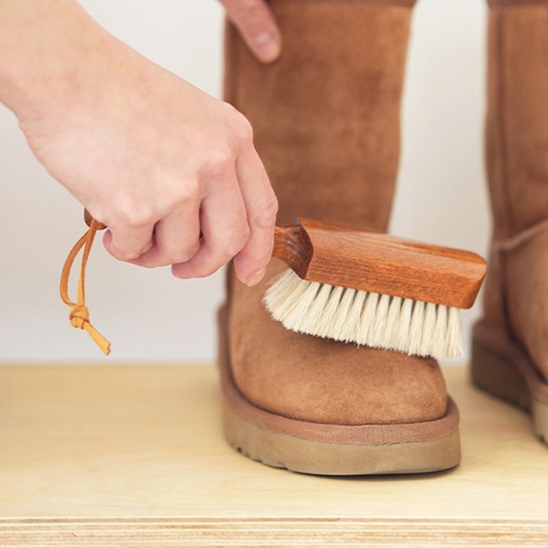 日本霜山 櫸木柄馬毛鞋刷/鞋面除塵刷 - 其他 - 其他材質 咖啡色