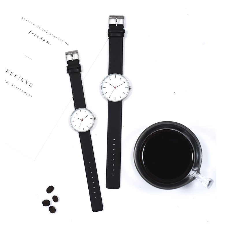 Minimal Watches : Cafe' Collection Vol.02 - Coffee Latte - นาฬิกาผู้หญิง - หนังแท้ สีดำ