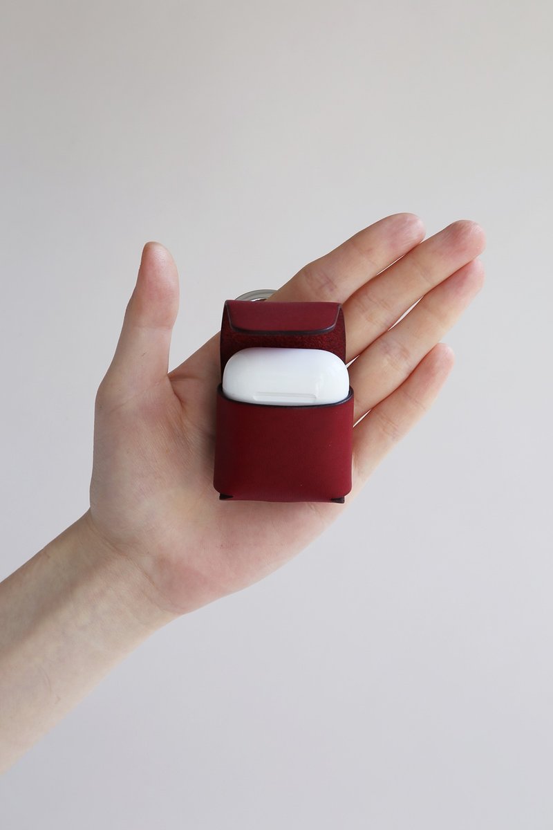 Kangaroo_ AirPods 3 AirPods Pro 紅色植鞣皮革耳機包【完成品】 - 其他 - 真皮 紅色