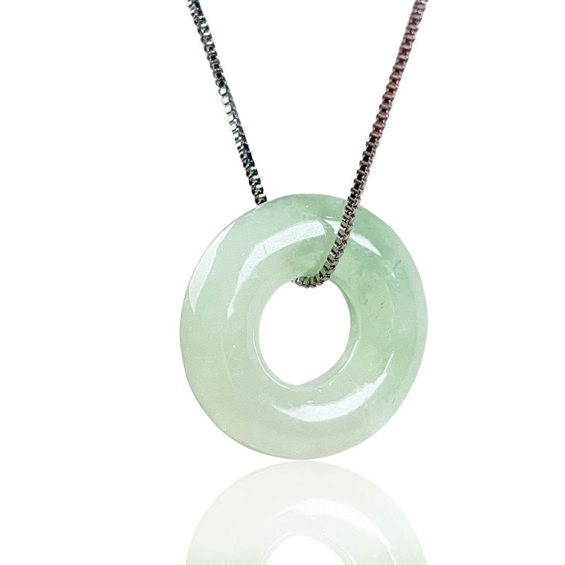 [May ‧Peace] Ice Green Jade Peace Buckle Necklace | Natural Burmese Jade Jade A Grade | Gift - สร้อยคอ - หยก สีเขียว