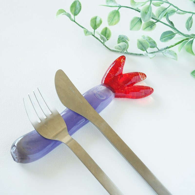 Tulip Cutlery Rest/Red, Fuji Color - Chopsticks - Glass Purple