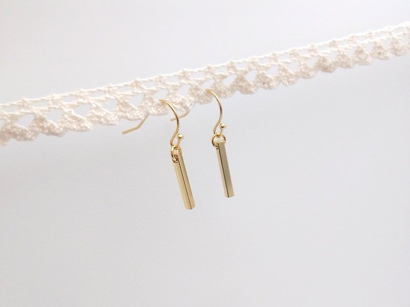 Small stick earrings ear hooks (pair) - Earrings & Clip-ons - Other Metals Gold
