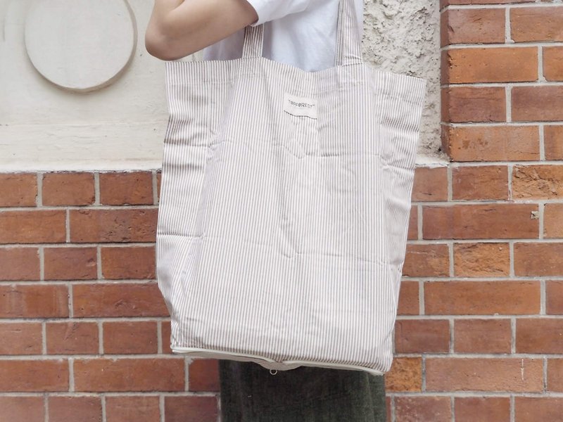 Eco Grocery Foldable Bag - กระเป๋าถือ - ผ้าฝ้าย/ผ้าลินิน ขาว