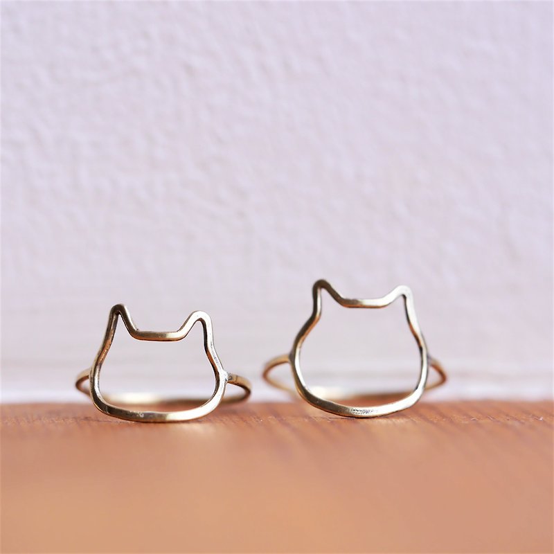 新作　ニャンともきゃしゃ猫リング　素材　真鍮 - 戒指 - 銅/黃銅 金色