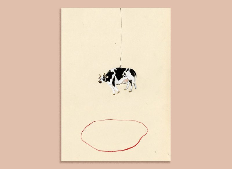 Yuji Paper Product - Dairy Cow Hanging in the Air - Postcard - การ์ด/โปสการ์ด - กระดาษ 
