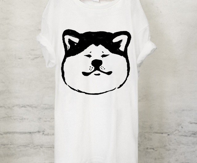 秋田犬 Tシャツ【犬】 Akita Inu T-shirt (White/Gray)【DOG 