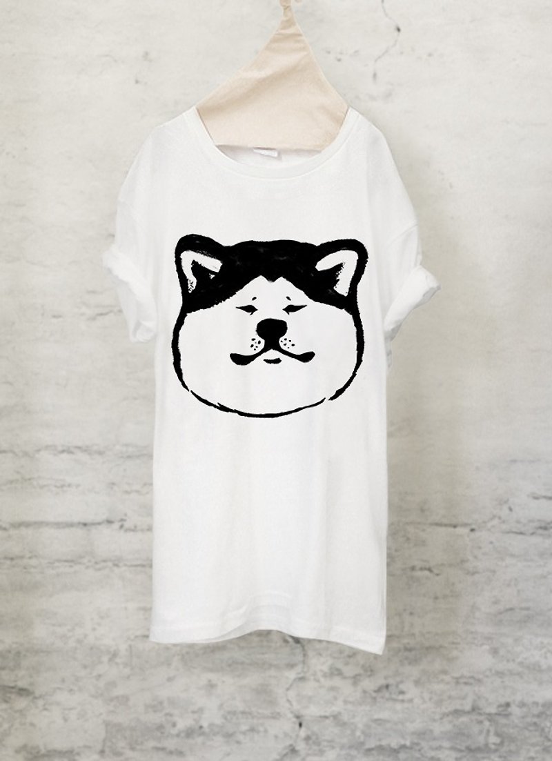 秋田犬 Tシャツ【犬】　Akita Inu T-shirt (White/Gray)【DOG】 - Tシャツ - コットン・麻 ホワイト
