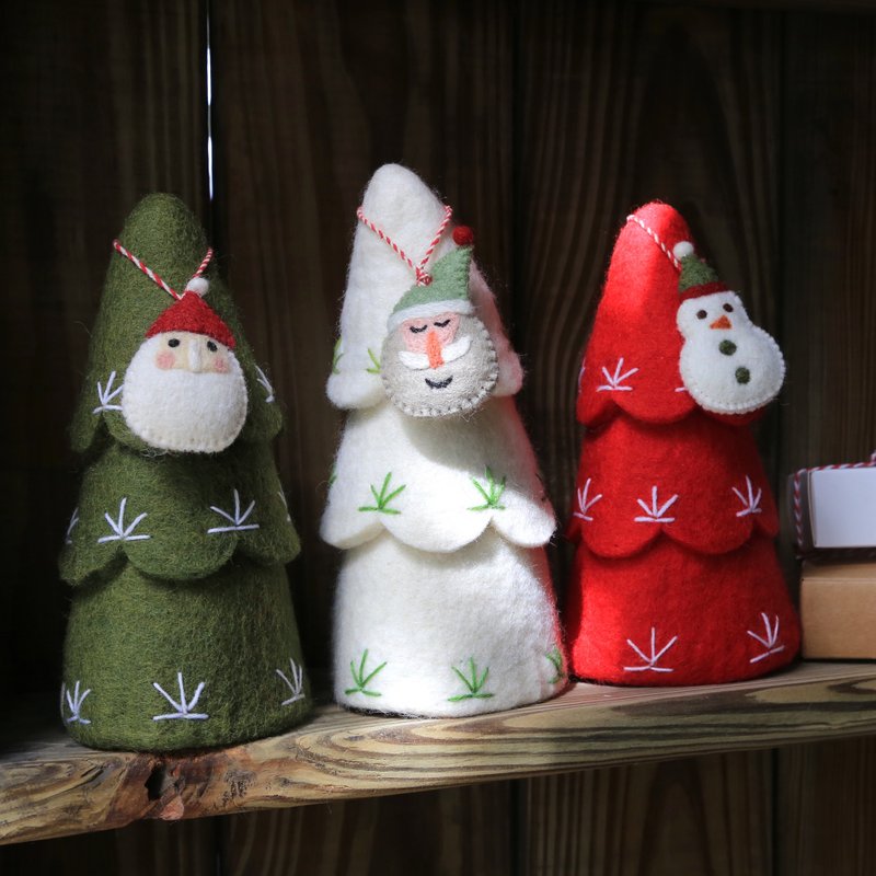 聖誕居家擺飾/羊毛氈1變3 創意聖誕樹/白/S - 擺飾/家飾品 - 羊毛 白色