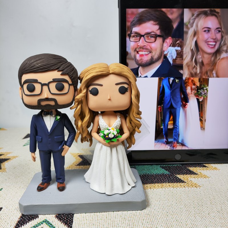 客製化3D人像公仔 訂製手工Funko Pop情侶父母夫妻結婚週年禮物 - 公仔/玩偶 - 黏土 多色