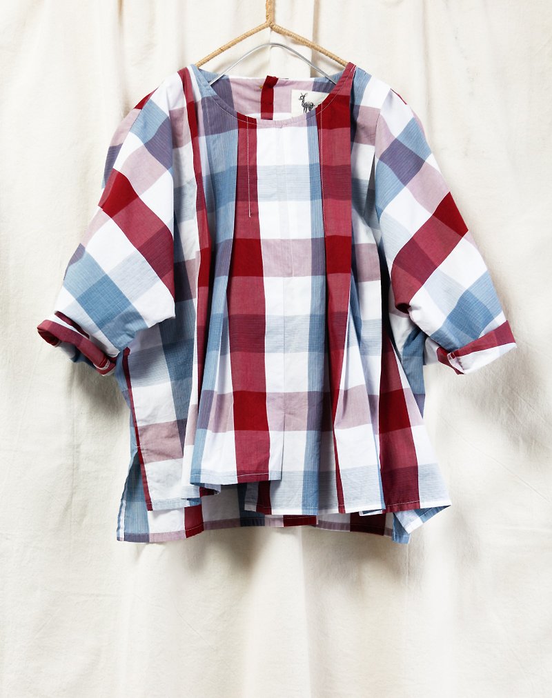 Sea _ 斓 斓 hot sea square seven-point sleeve shirt - เสื้อผู้หญิง - ผ้าฝ้าย/ผ้าลินิน หลากหลายสี