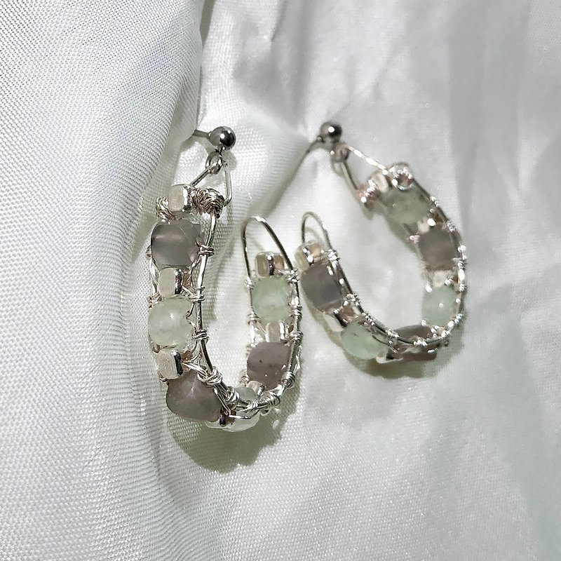 Qingmian Dream series | Medical steel ear acupuncture, crystal design earrings, Bronze braiding - Earrings & Clip-ons - Crystal 