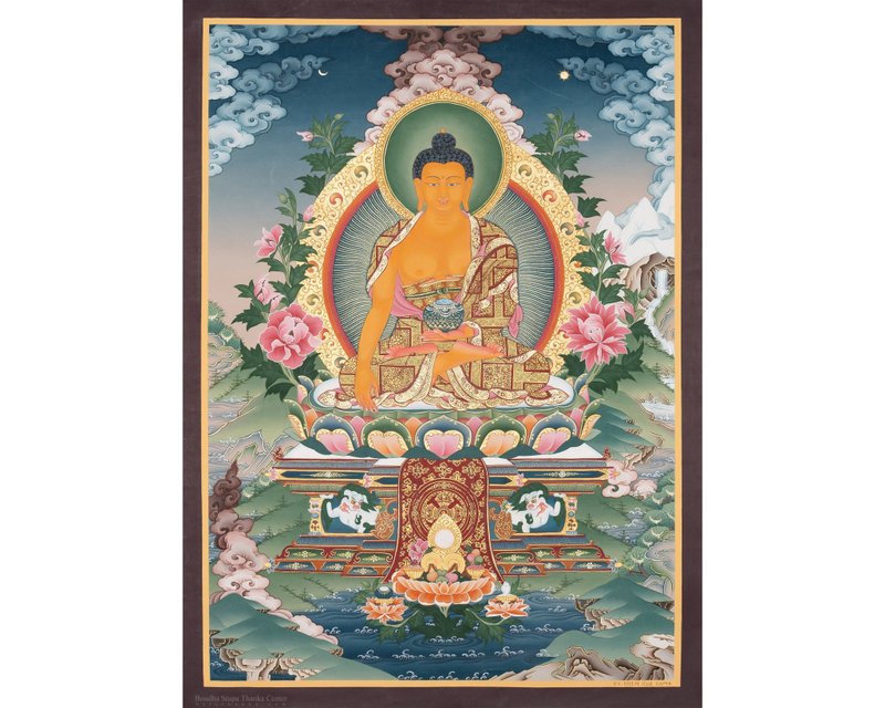 神聖的釋迦牟尼唐卡 - 壁貼/牆壁裝飾 - 其他材質 多色