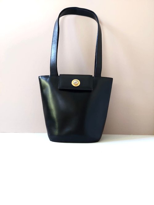 LA LUNE Vintage 日本鑑證古董品選物店 母親節優惠中古二手Celine黑色星球皮革托特包側背單肩揹包手袋