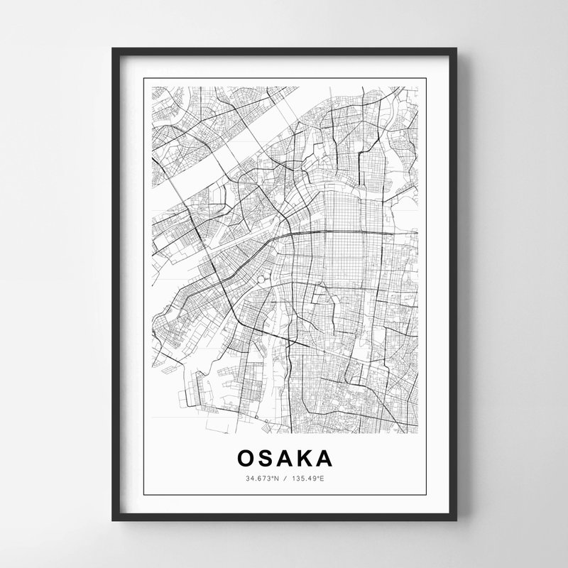 大阪 地圖 畫 佈置 擺飾 臥室 浴室 餐廳 咖啡廳 - 擺飾/家飾品 - 紙 