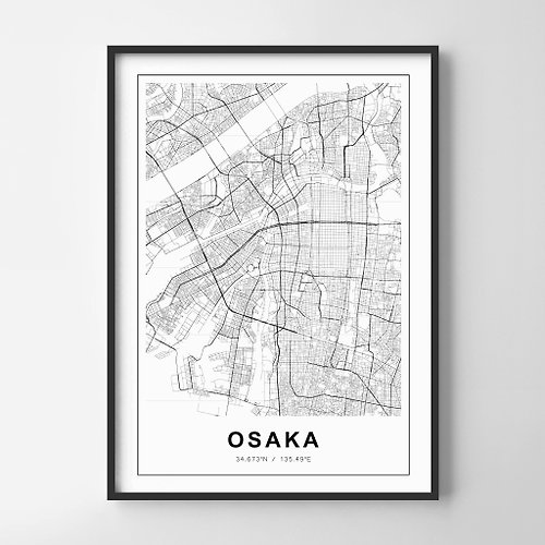 Weekend Road Trip 大阪 地圖 畫 佈置 擺飾 臥室 浴室 餐廳 咖啡廳