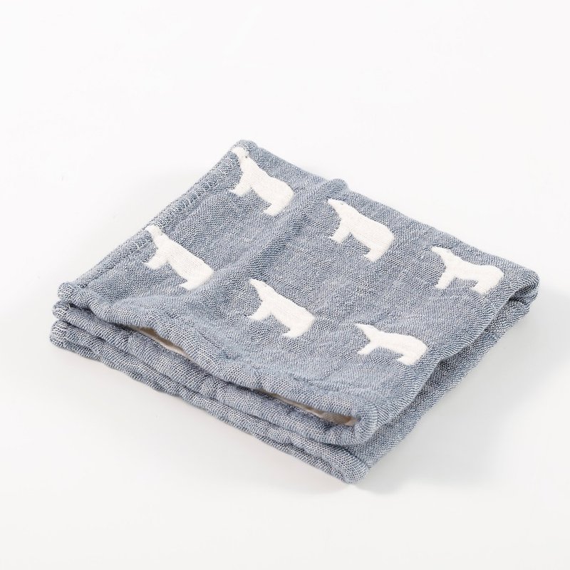 Japan-made Imabari Pengpengsha-Quadruple Shawl (Blue Polar Bear) - Towels - Cotton & Hemp 