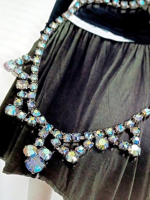 老時光製造所 vintage jewelry 金屬蕾絲極光萊茵項鍊