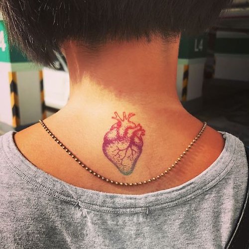 OhMyTat OhMyTat 彩虹心臟 Rainbow Anatomical Heart 紋身貼紙 (2 張)