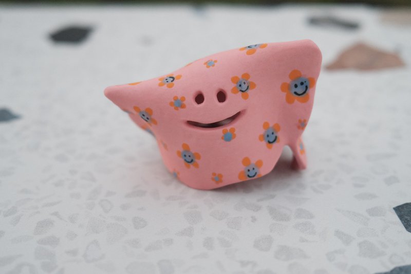 小鬼寶包-粉藍小花鬼 | 小夜燈、薰香座 | - 燈具/燈飾 - 陶 