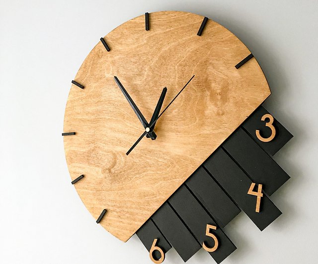 ロフトスタイルの木製壁掛け時計40cm - ショップ LoodyWoody 時計 - Pinkoi
