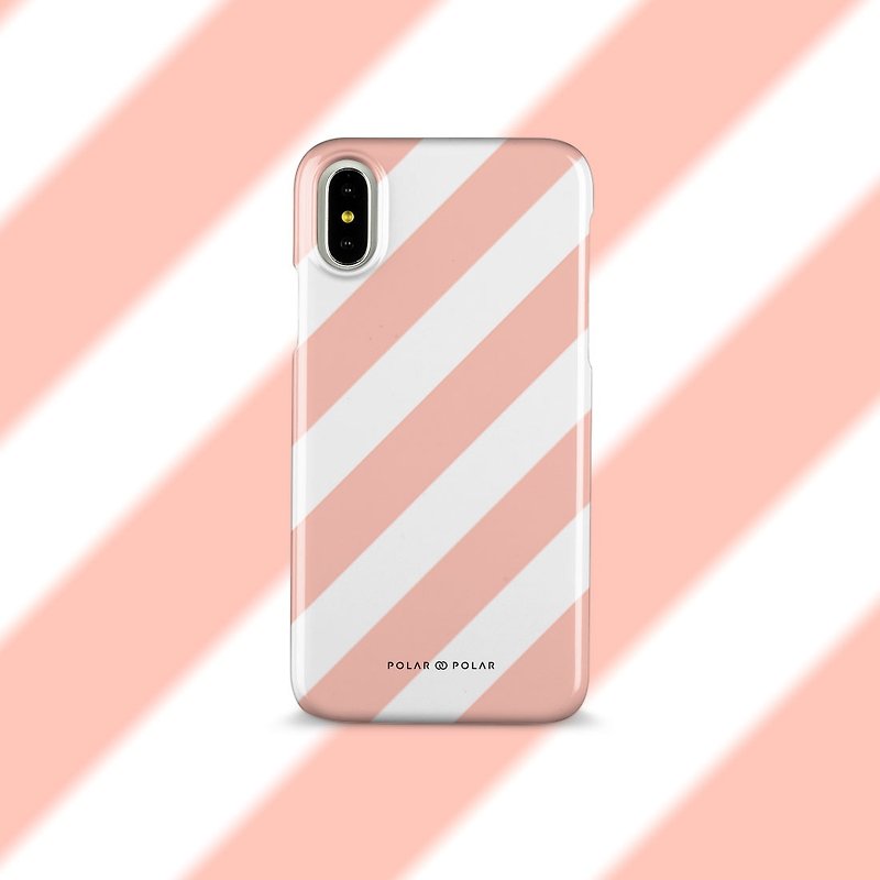 iPhone/Samsung 光面/霧面手機殼 淺粉紅色斜紋 - 手機殼/手機套 - 塑膠 