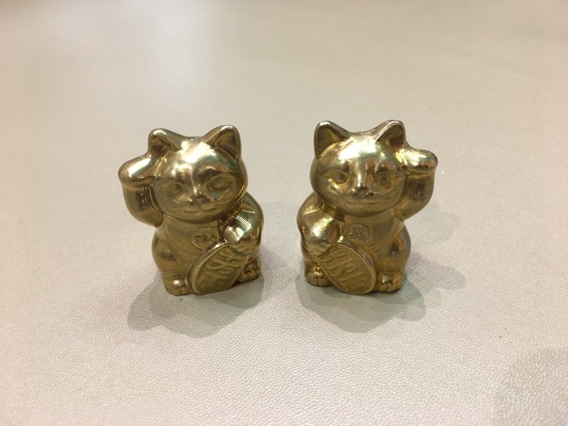 黃銅礦招財猫擺件 ( 1對 M Size ) - 招福招好運 - 擺飾/家飾品 - 水晶 