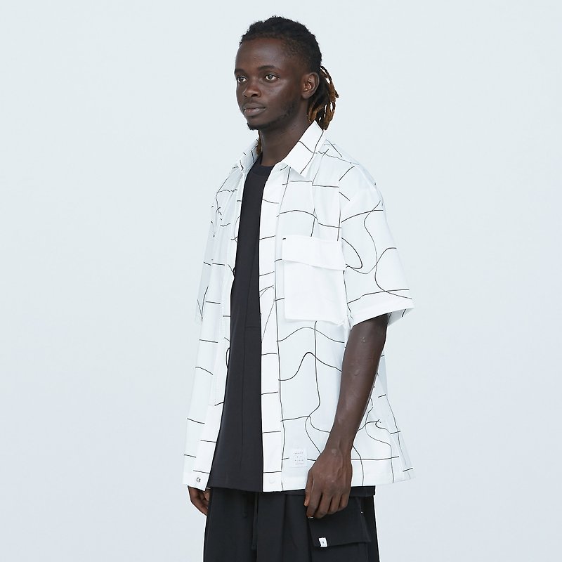 【IONxSOP】Functional tailoring short shirt white sublimation - เสื้อเชิ้ตผู้ชาย - เส้นใยสังเคราะห์ ขาว
