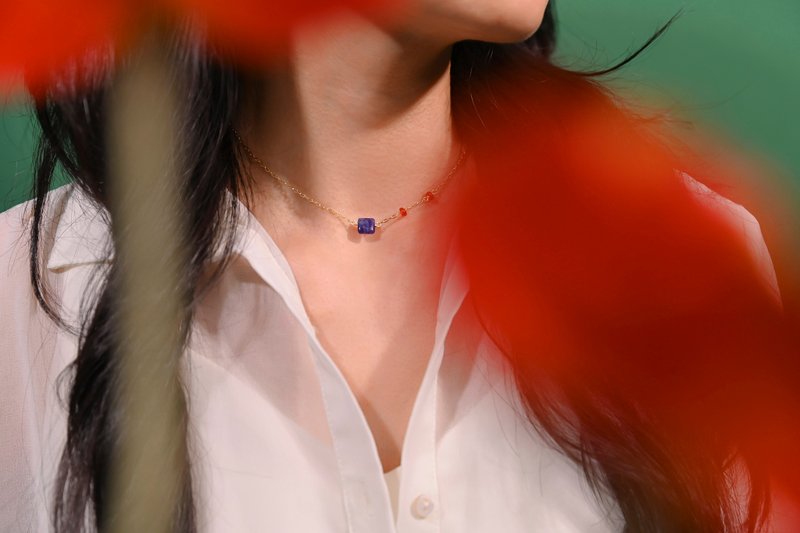 Sodalite Asymmetrical Necklace / Sodalite Carnelian / JIEGEM - สร้อยคอ - เครื่องประดับพลอย สีน้ำเงิน