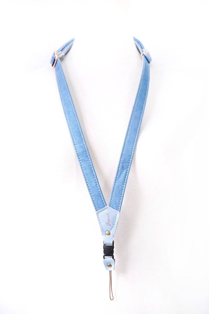 手機背帶 頸掛可調式-矢車菊藍-清晰自然有光澤-朝氣有活力 - 掛繩/吊繩 - 棉．麻 藍色