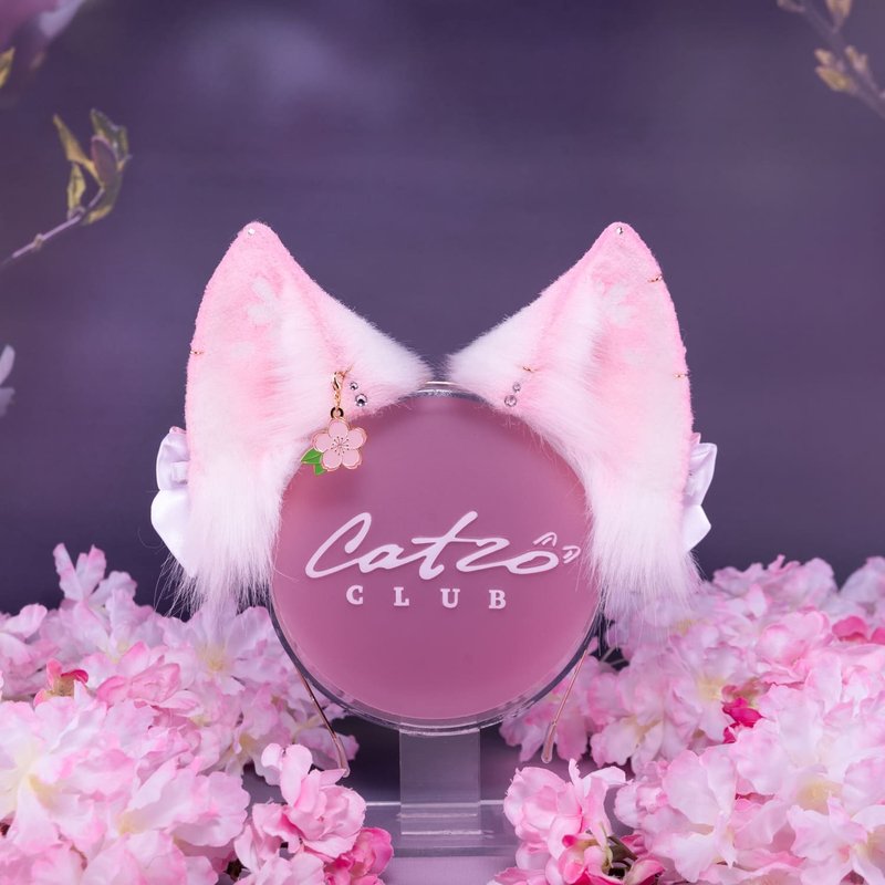 Sakura Fox Ears - 髮夾/髮圈 - 其他人造纖維 粉紅色