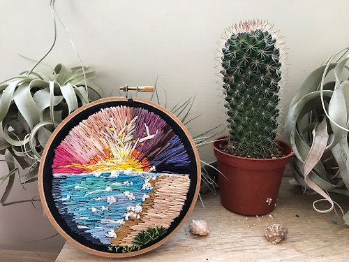 Wednesday 手創藝術 The embroidered dream beach 3D夢幻沙灘刺繡擺飾