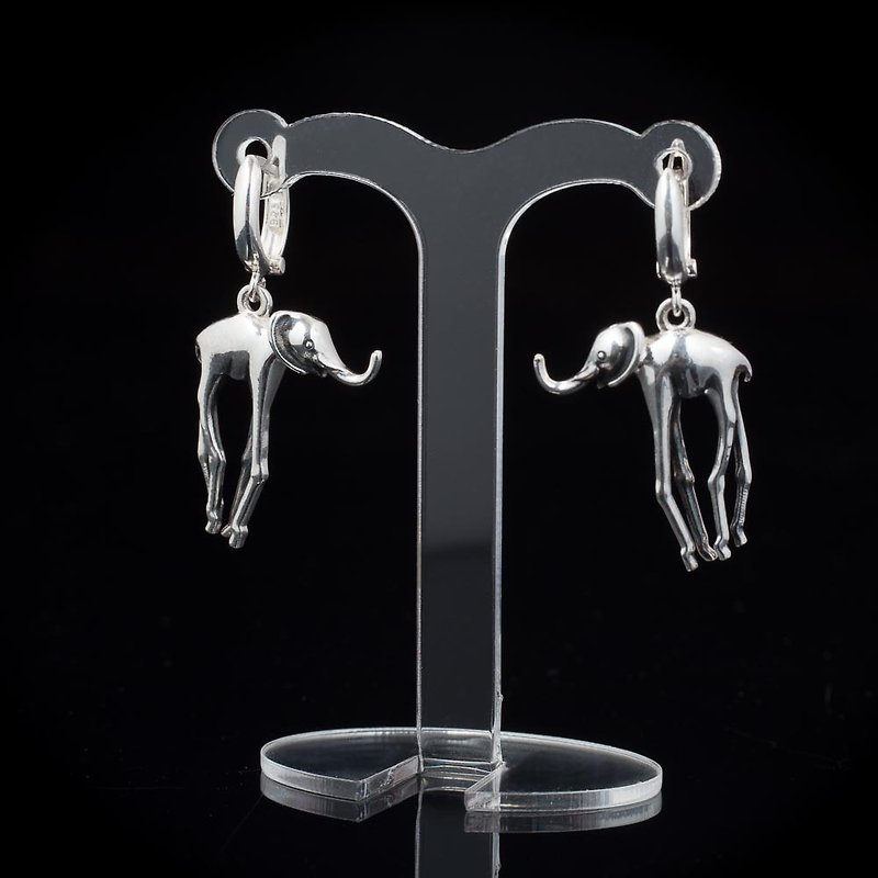 Salvador Dali Elephant earrings. Surrealistic elephant Dali earrings. - 耳環/耳夾 - 純銀 