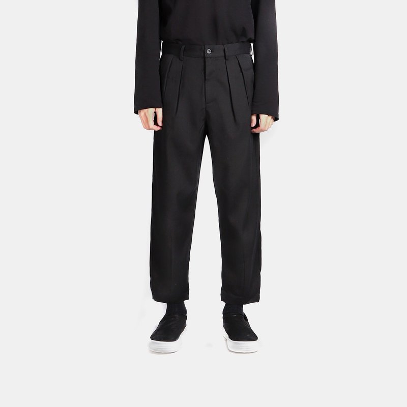 Bi-fold eight-quarter suit pants - Men's Pants - Cotton & Hemp Black