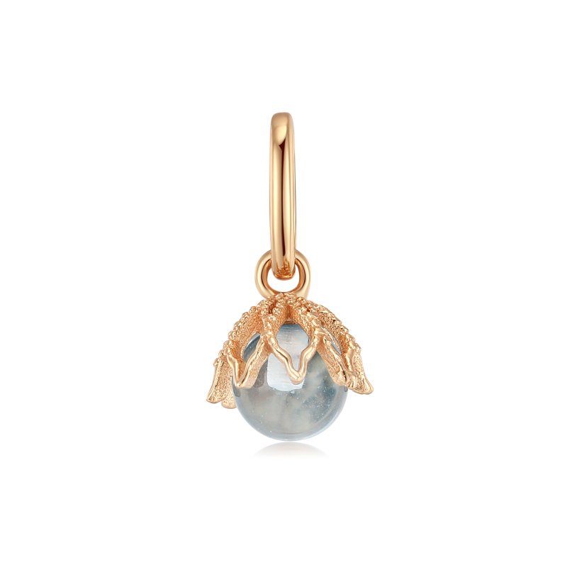 Blue Topaz Gold/Silver Floral Charm - Wildflower - Charms - Sterling Silver Gold